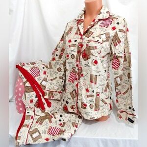 Nick and Nora NWT Womens Size M Flannel Pajamas Instructions to Sew Sock Monkey